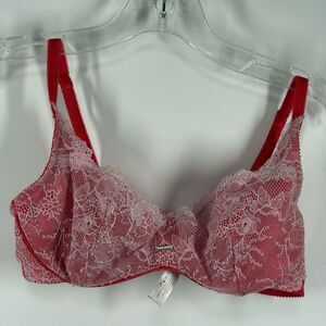Victoria’s Secret red and white lace cup unlined underwire size 34C